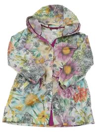 Bílo-barevná květovaná šusťáková parka s kapucí Next