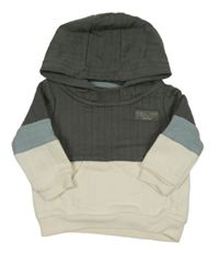 Tmavošedo-smetanová mikina s nášivkou a kapucí Primark