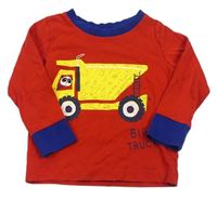 Červené pyžamové triko s náklaďákem zn. Mothercare