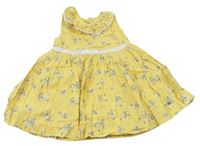 Žluté kytičkované plátěné šaty Mothercare 