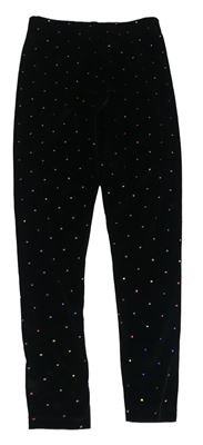 Černé sametové legíny s puntíky Nutmeg