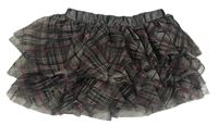 Šedo-růžová kostkovaná tylová tutu sukně H&M