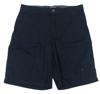 Tmavomodré plátěné chino kraťasy H&M