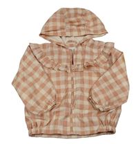 Růžovo-béžové kostkovaná šusťáková podzimní bunda s kapucí George