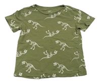 Khaki tričko s dinosaury zn. H&M