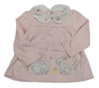 Světlerůžová tunika s králíčky a límečkem Little Nutmeg 