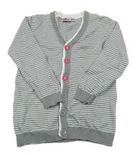 Šedo-bílý pruhovaný propínací svetr Deeluxe 