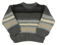 Šedo-béžový pruhovaný svetr Zara