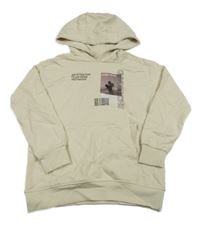 Béžová mikina s potiskem a kapucí Tex