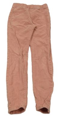 Růžové manšestrové elastické kalhoty H&M