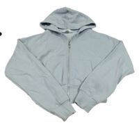 Modrošedá propínací crop mikina s kapucí H&M
