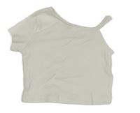 Bílé žebrované crop asymetrické tričko Koton 