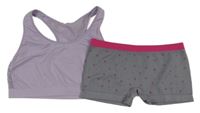 2set - Levandulová sportovní lambáda + šedo-růžové nohavičkové kalhotky