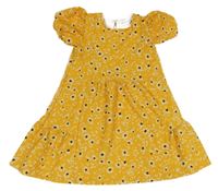 Okrové vzorované květované šaty Next