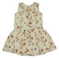 Smetanové lehké šaty s květy