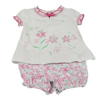 Bílo-kytičkovaný letní overal