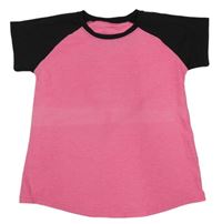 Neonově růžovo-černé sportovní tričko 