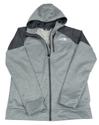 Šedá melírovaná funkční sportovní mikina s logem a kapucí The North Face