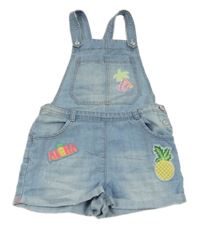 Světlemodré riflové laclové kraťasy s nášivkami TU 