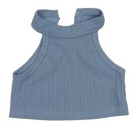 Modrošedý žebrovaný crop top Shein