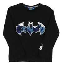 Černé triko s Batmanem z překlápěcích flitrů 