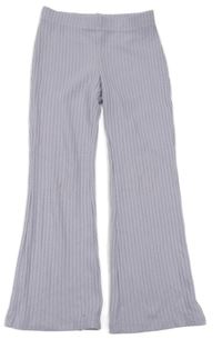 Světlefialové žebrované úpletové flare kalhoty H&M