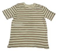 Smetanovo-hnědo-modré pruhované tričko H&M