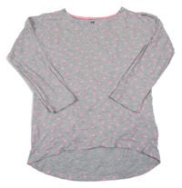 Šedo-růžové hvězdičkované volné triko H&M