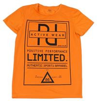 Křiklavě oranžové sportovní tričko s nápisy YIGGA