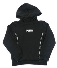 Černá mikina s logy a pruhy a kapucí PUMA