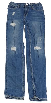 Modré slim fit rifle s prošoupáním H&M
