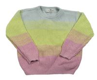 Růžovo-světlezeleno/světlemodrý melírovaný žebrovaný svetr H&M