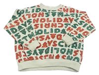 Smetanová oversize mikina s nápisy a stromy ZARA