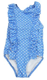 Modro-bílé puntíkaté jednodílné plavky s volánky H&M