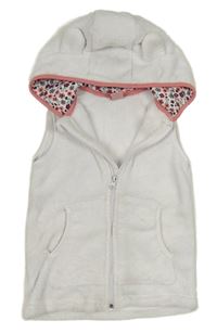 Bílá plyšová vesta s kapucí s oušky Kiki&Koko