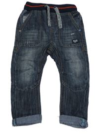 Tmavomodré rifle ošoupaného vzhledu a úpletovým pasem Next