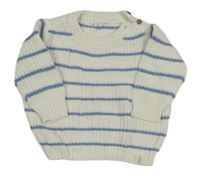 Bílo-modrý pruhovaný žebrovaný svetr George