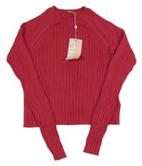 Nové - malinový žebrovaný crop svetr ONLY 