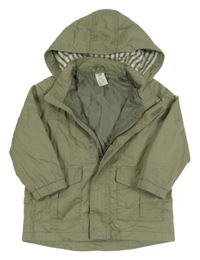 Khaki plátěná jarní bunda s odepínací kapucí H&M