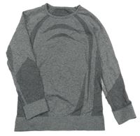 Šedé melírované thermo triko se vzorem a pruhy crivit