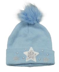 Světlemodrá čepice s Frozen a perlami a bambulí PRIMARK