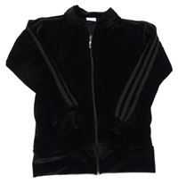 Černá lesklá sametová propínací mikina s pruhy