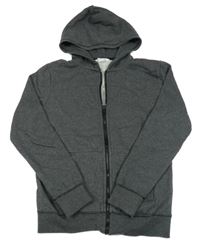 Tmavošedá melírovaná propínací mikina s kapucí H&M