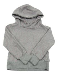 Šedá melírovaná puntíkatá crop mikina s hvězdičkami a kapucí TOM TAILOR