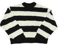 Černo-bílý pruhovaný pletený crop svetr H&M