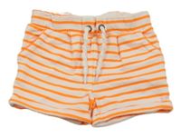 Bílo-křiklavě oranžové pruhované teplákové kraťasy Topomini