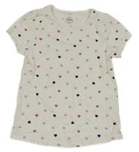 Bílé tričko s barevnými srdíčky Topolino