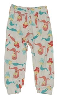 Bílé pyžamové kalhoty s mořskými pannami 