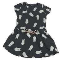 Černošedé šaty se šelmami a mašlí ZEEMAN