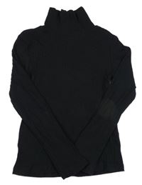 Černý žebrovaný rolák SHEIN